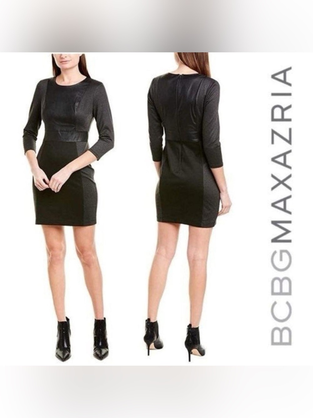 BCBGMaxAzria Black Paneled Mini Sheath Dress